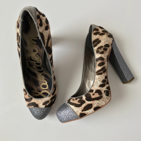 Sam Edelman Shoes - Sam Edelman Animal Print Glitter Heels 6.5
